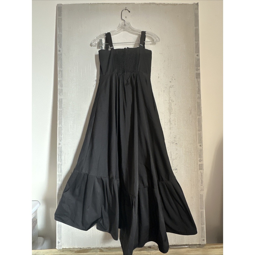 Anthropologie Mare Mare Black Corset Poplin Cotton Flounced Midi Dress | Sz: XS - Picture 6 of 12